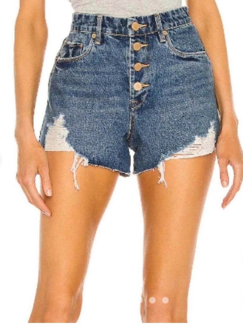 NWT Blank NYC Distressed High-Rise Denim Shorts - Blue